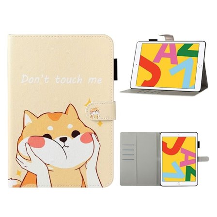 Mønstertryk Læder Pung stander etui iPad 10.2 (2021)/(2020)/(2019) / Air 10.5 inch (2019) - Sød Hund