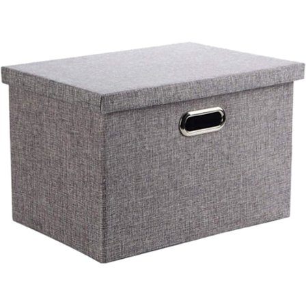 Opbevaringskasser med låg, opbevaringskurve til hylder Legetøjskasse Sammenklappelige stofbeholdere Hjem & Kontor Dekorative opbevaringsboks Grå Lille