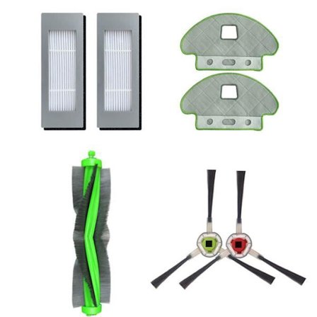 1x huvudborste + 2 x hepafilter + 2 x sidoborstar + 2 x kvastdukar, soptillbehör för IROBOT Roomba