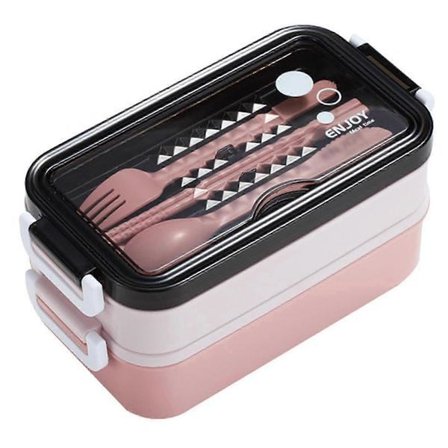 Matboks med bestikk, stor kapasitet, lekkasjesikker, lett å rengjøre, Bento matboks for hjemmekontor, skole, Kaesi