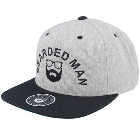 Bearded Man - Grey - snapback - Cap - Half Circle Grey/Black Snapback - Hatstore