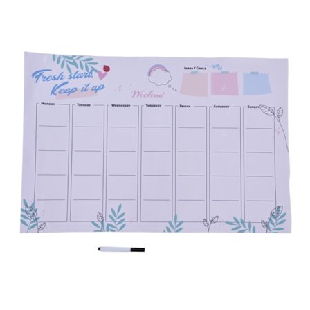 Whiteboard-klistermærke 40x60 cm selvklæbende genanvendeligt uge-mønster med tør-sletningsdekal til kontorrestaurant