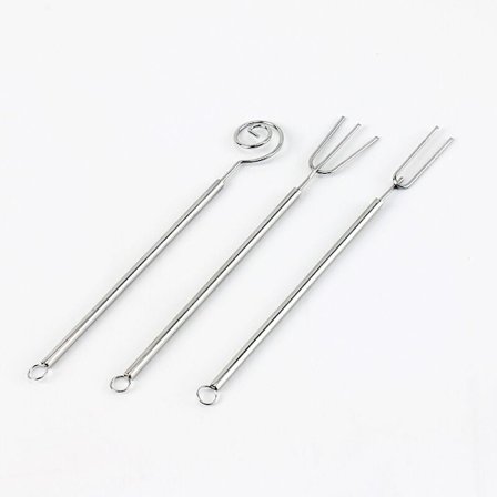 Sett med 3 sjokoladedyppegafler i rustfritt stål - Fonduegafler, skummet, dessertbakingverktøy for hjemmelaget DIY-kakedekorering