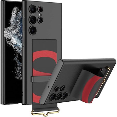 Slank Pc Stødsikkert Kickstand Etui Kompatibel Med Samsung Galaxy S23 Ultra/s23 Plus/s23 Med Læder Armbånd