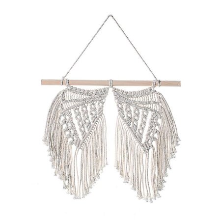 Håndvevd veggteppe dekorativ oppbevaringshylle hengende dekorasjon sofa bakgrunn (1 stk, hvit)