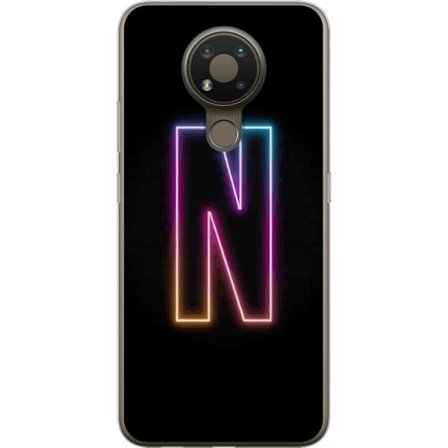 Kompatibelt Mobildeksel til Nokia Nokia 3.4 Minimalistisk neonbokstav N i fargeskiftende lys mot svart bakgrunn