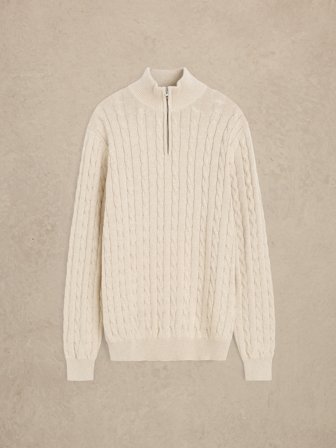 John Henric Men's Beiger Zip Pullover Regular Fit Size L