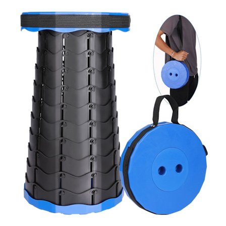 Bærbar sammenklappelig skammel, anden generation sammenklappelig skammel, camping skammel til fiskeri/grill/indendørs(Blå)