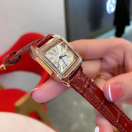 Yläasteen oppilaan kello Naisten Ins-tyyli Korkealaatuinen kevyt luksus ja yksinkertaisuus Täysi timantti kvartsikello