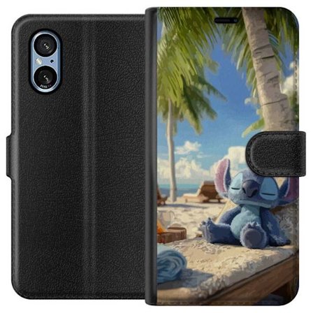 Kompatibelt Plånboksfodral till Sony Sony Xperia 10 VI Disney Stitch kramar sköldpadda tropisk strand