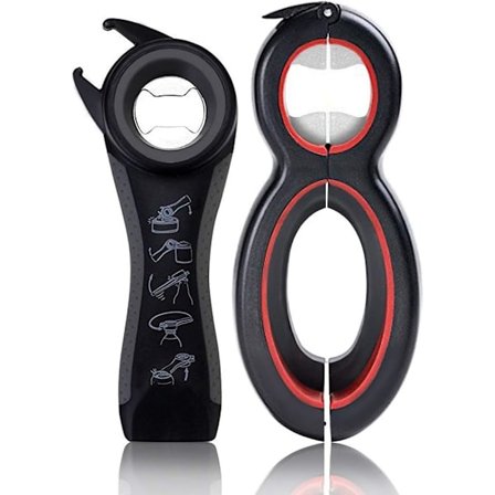 Multifunktionel flaskeåbner, dåse- og flaskeåbner med godt greb, egnet til seniorer eller personer med gigt