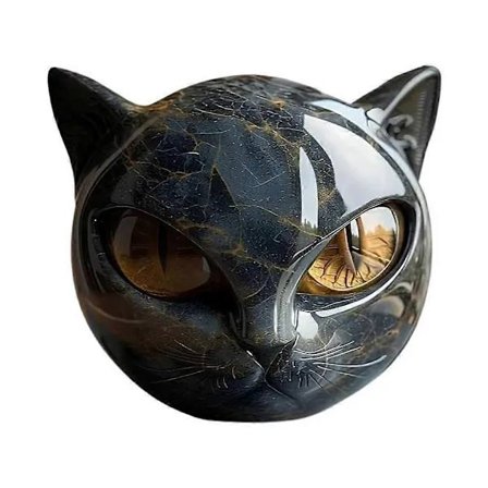 Sort katskulptur i sten – Elegant boligindretning & gave