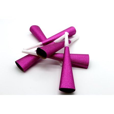 Party Horn Pipe pinkki glitter 6-pakkaus party kanabileet baby shower syntymäpäivä