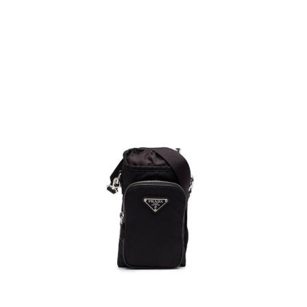Prada Logo-Plaque Messenger Taske Sort, Herre Skuldertasker, Størrelse: ONE Size