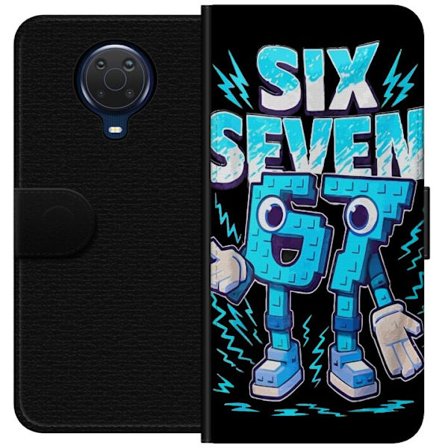 Yhteensopiva Lompakkokotelo Nokia Nokia G20 Lelukas sininen kuvaus numeroilla Six Seven retro-arkadityyliä vahvalla typografialla ja graafisella peli