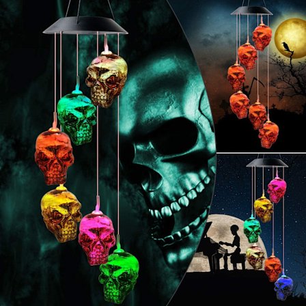 Skelett Skalle Solcells Vindspel, Intressanta Gåvor, Unika Gåvor, Gåvor till Vänner, Trädgårdsdekor, W