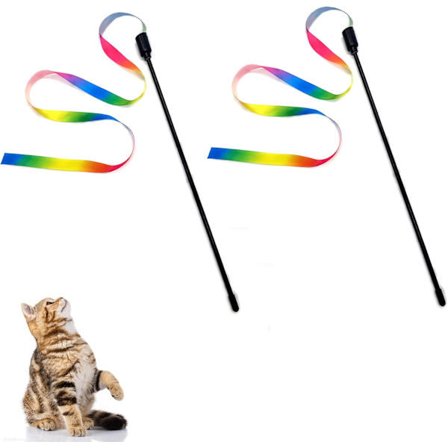 stk Kattefiskestang Interaktivt Legetøj Farverigt Stofbånd Regnbue Katte Snorelegetøj Kattefiskestang til Killingetræningsværktøj Kattetilbehør