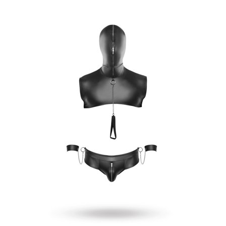 Svenjoyment: Bondage set with hooded top, thong, leash and cuffs - Vuxen: Sexy klær til ham