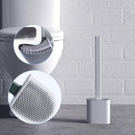 Vægmonteret toiletbørste med holder – hvidt, pladsbesparende design