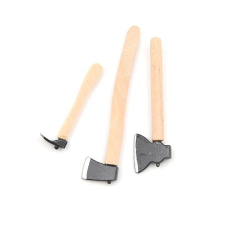 Dollhouse Miniature 1:12 Toy 3 Pieces Of Tools Axe Hammer Lengt