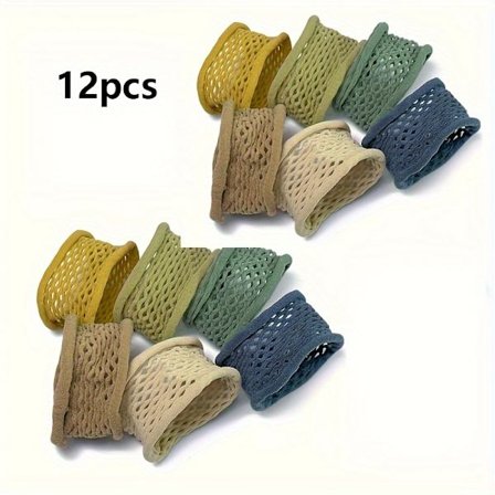 12 kpl Muoti Verkkokangas Saumattomat Joustavat Hiuslenkit | Korkea Elastisuus, Kangas, Minimalistinen Tyyli, Yksivärinen [DB]