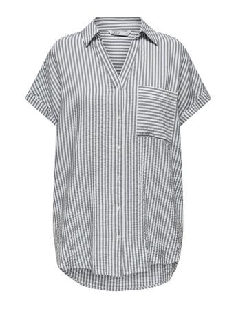 Onlfenna S/S Loose Shirt Wvn Noos Kortermet Skjorte Blå ONLY*Betinget Tilbud
