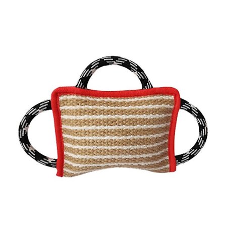 Träningsbitkudde i linne med 3 hållbara handtag, T