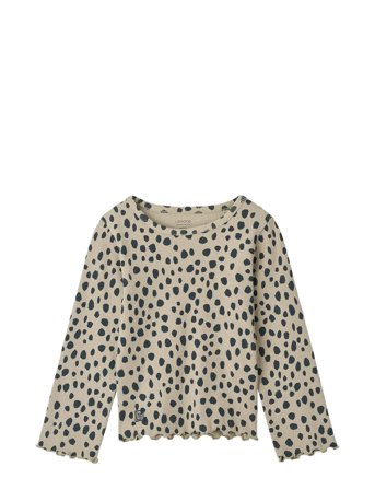Liewood Nieve Printed Longsleeve Rib T-Shirt - Beige - 110/116