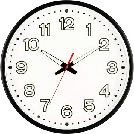 12 tommer moderne natlampe vægur, lydløs