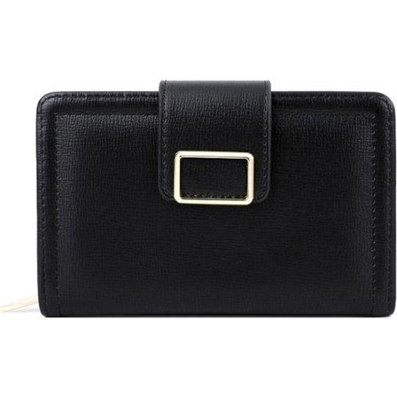 Klassisk dragkedjeförsedd plånbok för kvinnor, vegansk korthållare i mjukt PU-läder, liten plånbok med flera fack och ID-fönster