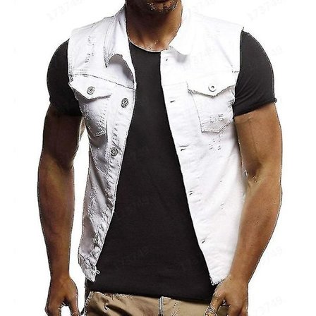 Denimväst Herr Lapel Ärmlös Slim Fit Casual Jean Väst