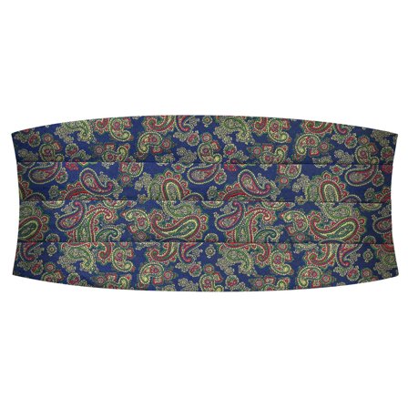Fascia da smoking in seta con vivace motivo paisley azzurro per uomini - Fasce da smoking