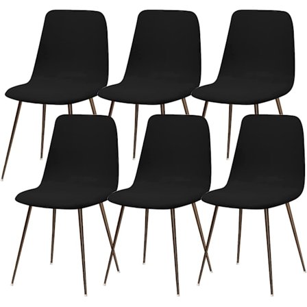 (Svart) Sett med 6 Moderne Spisestoltrekk Vaskbare Universelle Kjøkkenstoltrekk Hjemmekjøkkendekor