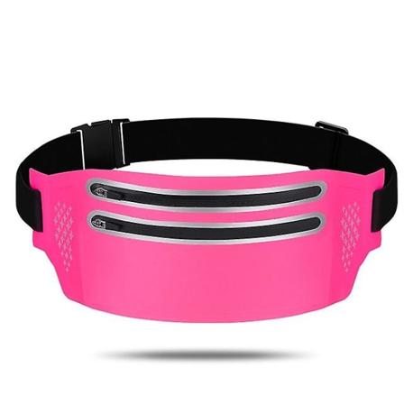 Vattentät slimmad midjeväska Dubbel dragkedja Sport löpartelefon pink