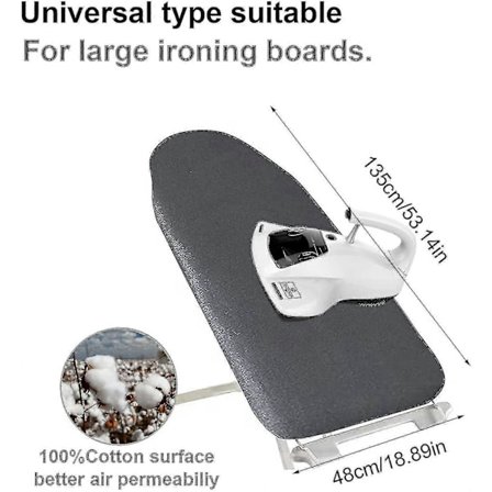 Udskiftningsbetræk til strygebræt 125 x 45 cm Stort strygebrætbetræk Varme
