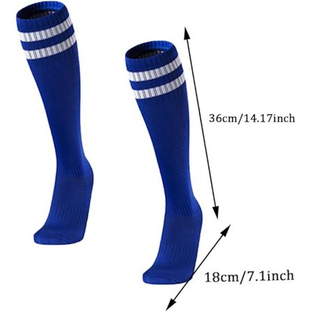 Børne Unisex Anti-Slip Terry Bund Sokker Lange Fodbold Åndbare Sokker til Rugby, Hockey, Løb eller Træning (Blå) til 5-12 År
