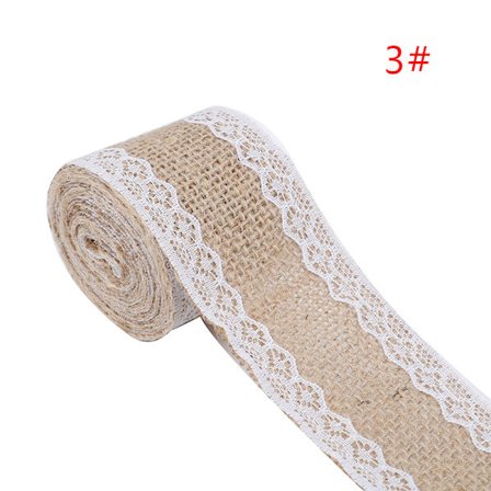 2Meter/Rull Jute Burlap Hessian Blondebånd Hvit Blondekant Kant
