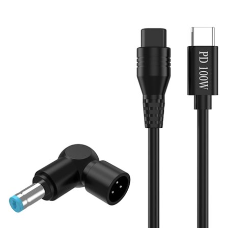 100W USB Type C til 3-bens strømkabel med spændingsdetektering og valgfri adapter