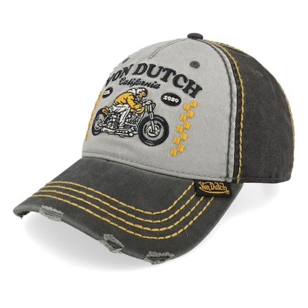 Von Dutch - Grey unconstructed Czapka Z Daszkiem - Distressed Embroider Grey/Black Dad Cap @ Hatstore