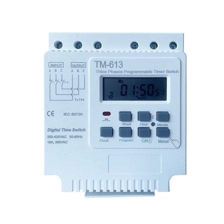 TM-163 Kolmivaiheinen 380V/50-60Hz 16A Älykäs Digitaalinen Viikoittainen Ohjelmoitava Ohjausvirtakytkin