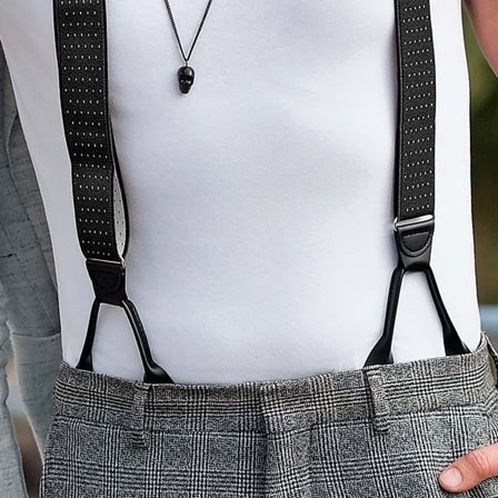 Bretelle larghe nere a pois con asole per bottoni per uomini - Bretelle per bottoni