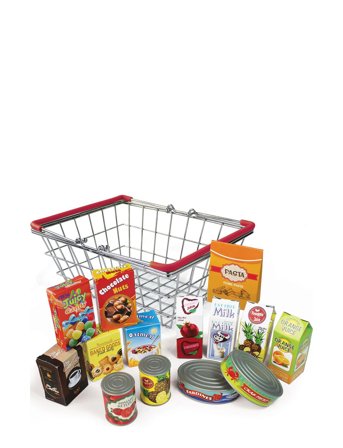 Metal Basket With Grocery Products Patterned Magni Toys