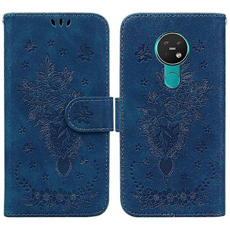 Nokia 6.2/7.2 Fjärilsros Präglat Äkta Läder Smartphone Skal [DB]