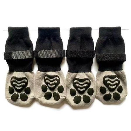 4 stk. Antislip Sokker til Hunde, Potebeskyttelse mod Likning og Glidning, Ideel til Hundepotebeskyttelse på Trægulv