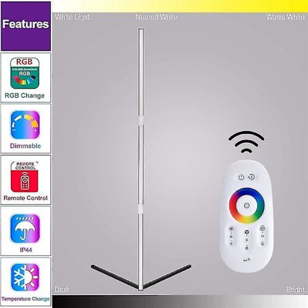 Moderni LED-kulmalattia-lamppu RGB himmennettävä kaukosäätimellä