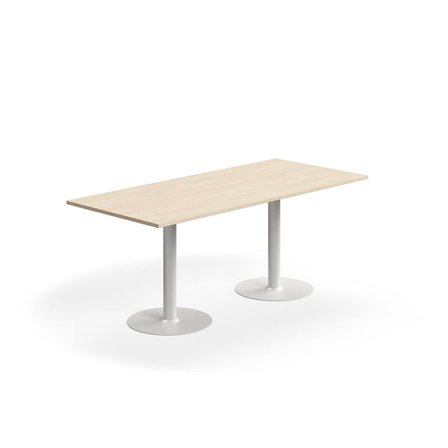 Bord ALVA, 1800x800x720 mm, förankringsbart, högtryckslaminat, vit/björk