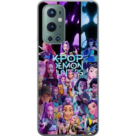 OnePlus 9 Pro Gjennomsiktig deksel K-Pop Demon Hunters collage med fargeglade karakterer i en anime-inspirert stil og futuristisk energi som skaper et
