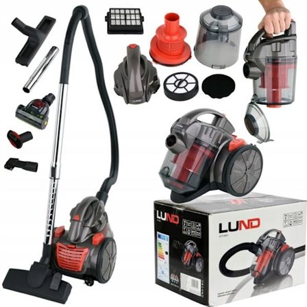 Dammsugare 700W, påsefri med 5 borstar, HEPA-filter 33x23x26cm