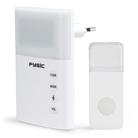 Fysic trådløs dørklokke med blinkende lys - hvit