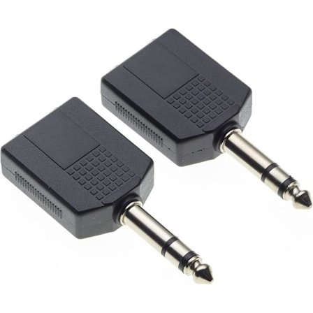 6,35 mm stereo jack till 2x6,35 mm stereo jack distributör, hörlursadapter, 1/4 dual ljudadapter och 2-pack